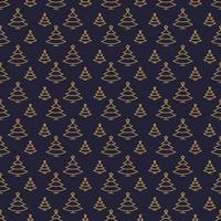 Vector christmas fir tree seamless pattern gold line style