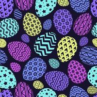 patrón de huevos de pascua estilo colorido sobre fondo oscuro con patrón diferente vector