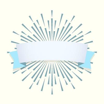 Sunburst and ribbon design element on white background for logo, emblem