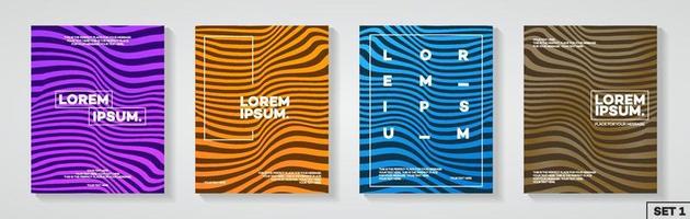 Cover design template set with abstract lines modern color gradient style for poster vector