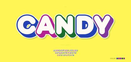 Vector candy font 3d bold typography