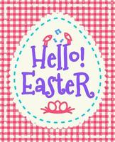 Vector easter greeting card with wish - hello easter, symbol birds and eggs colorful style