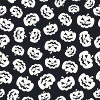 Halloween pattern pumpkin white color on black background vector