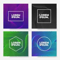 Cover design template set square shape with lines gradient color minimal style for catalog, poster vector