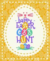 Vector easter greeting card with wish - happy easter egg hunt colorful style