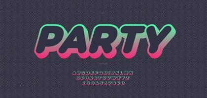 Vector party font 3D bold style