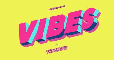 Vibes 3d bold typeface colorful style vector