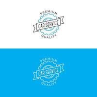 Set of car service logo with gear and ribbon line style isolated on background for car fix vector