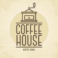 Coffee house logo with coffee machine line style isolated on background for cafe, shop vector