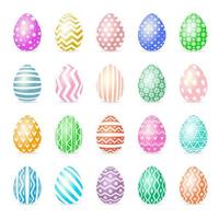 Egg set colorful style with different pattern isolated on white background for greeting card vector