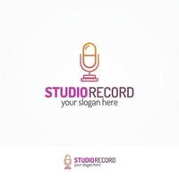 Studio record logo set with microphone vector