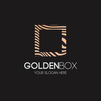 Golden box logo abstract line style vector