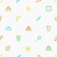 vector seamless pattern with dessert and cupcake icons