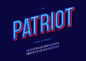 Vector bold patriot alphabet modern typography