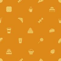 seamless pattern with dessert icons color flat style vector