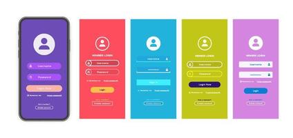 Login form page vector set