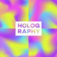 Cover design template square shape set holographic gradient multicoloured background vector