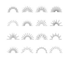 Vector sunburst set black color isolated on white background for emblem