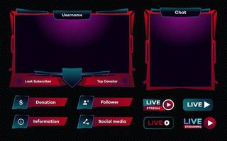 Streaming screen panel overlay game template vector