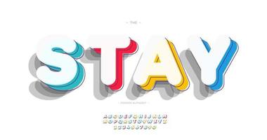 Vector font 3D bold color style