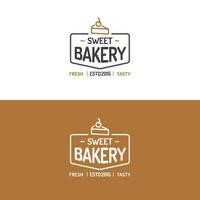 conjunto de logotipo de panadería dulce estilo de línea moderna vector