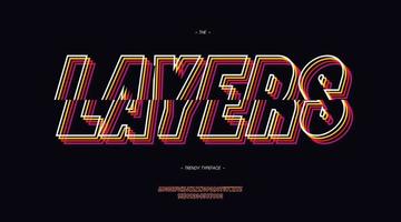 Vector layers font 3d bold line style