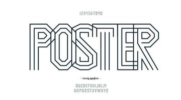 Vector poster font line style modern typography