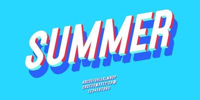 Summer font 3d bold style modern typography vector
