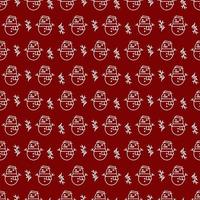 Christmas seamless pattern with snowman line style on red background for poster vector