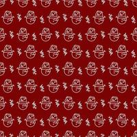 Christmas seamless pattern with snowman line style on red background for poster vector