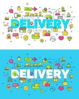 Set of delivery concept with modern thin line flat icons. Creative idea concept. Art style design for business idea, website banner. Vector Illustration