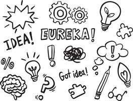 Collection of Hadrawn Doodles About Ideas, Thinking and Knowledge vector