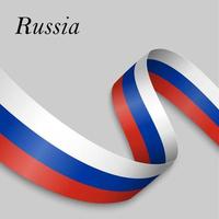 Waving ribbon or banner with flag vector