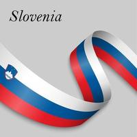 Waving ribbon or banner with flag vector