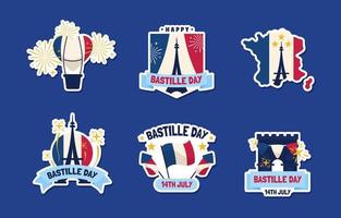 Happy Bastille Day Sticker Set vector