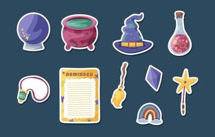 Magical Fantasy Sticker Set vector