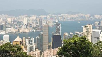 vista de la ciudad de hong kong desde el pico, lapso de tiempo