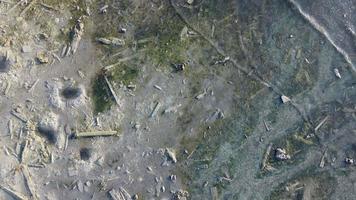 Aerial view sea wave hit coastal with abandoned wood video