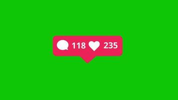 icono rojo de instagram me gusta y contador de comentarios pantalla verde video gratis