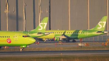 S7 Airlines on the airport apron video