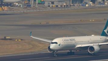 Airplane Cathay Pacific fly away