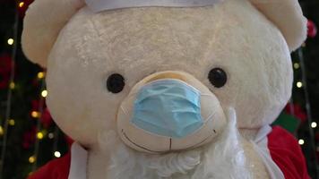 Plush toy bear wear mask video