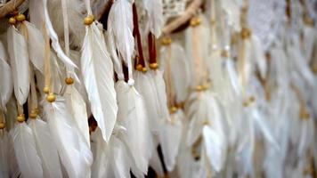 Select focus white dream catcher feather video
