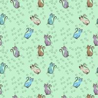 Seamless children's background with cats vector