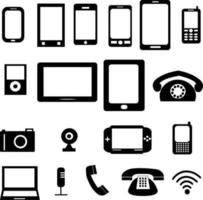 Set of gadgets silhouettes vector