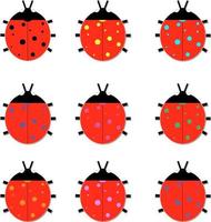 Set of ladybugs vector