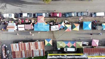 Top down view morning people shopping at pasar video