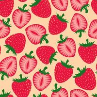 Hand Drawn Funny Doodle Cute Strawberry Seamless Pattern Background Wallpaper vector