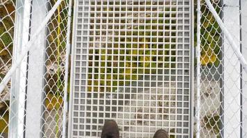 Walking on a skybridge. video