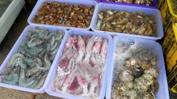 Thailand fresh seafood on street market video